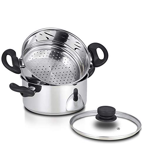 Nevlers Stainless Steel Steamer Pot with Glass Vented Lid