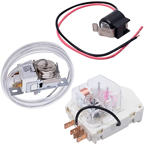[New] 2198202 Cold Control Thermostat W10822278 Defrost Timer W10225581 Bimetal Thermostat Refrigerator Defrost Complete Kit Replacement