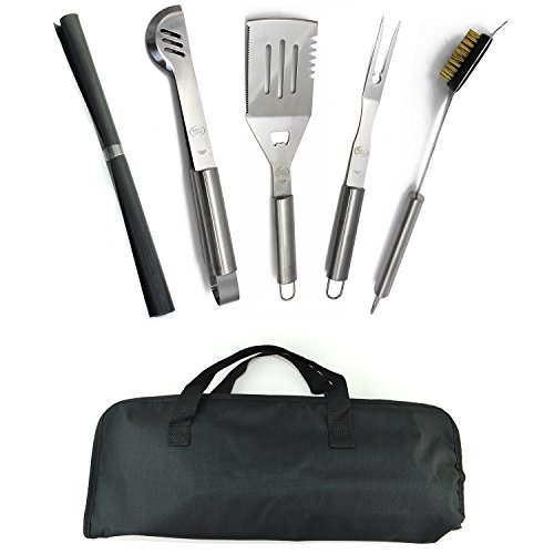 Valdo Home 5-Piece Stainless Steel BBQ Grill Tools Set with Carry Bag