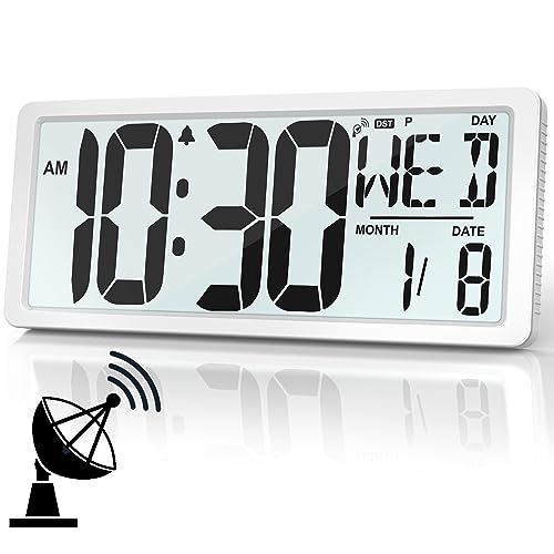 Xflyee 15" Atomic Digital Wall Clock with Backlight and Temperature