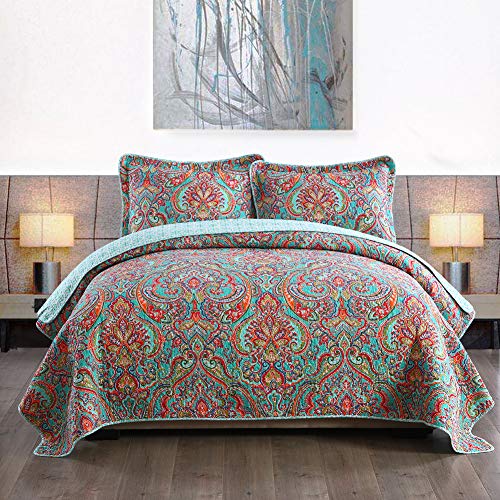 NEWLAKE Floral Bedspread Quilt Set - King Size