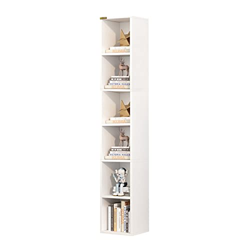 NEWSENDY 6-Tier Open Tall Skinny Bookshelf