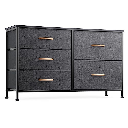 Nicehill 5-Drawer Dresser with Storage Organizer (Black Grey)