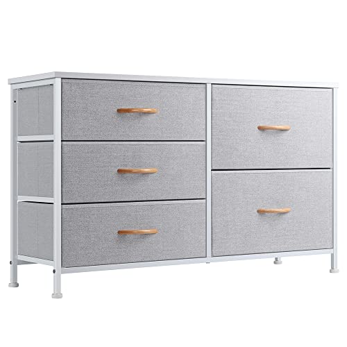 5-Drawer Toddler Dresser for Kids' Bedroom and Nursery in Light Grey