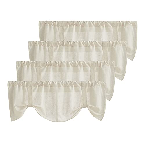 NICETOWN 4 Pack Faux Linen Valances: Farmhouse Rustic Tie Up Curtains