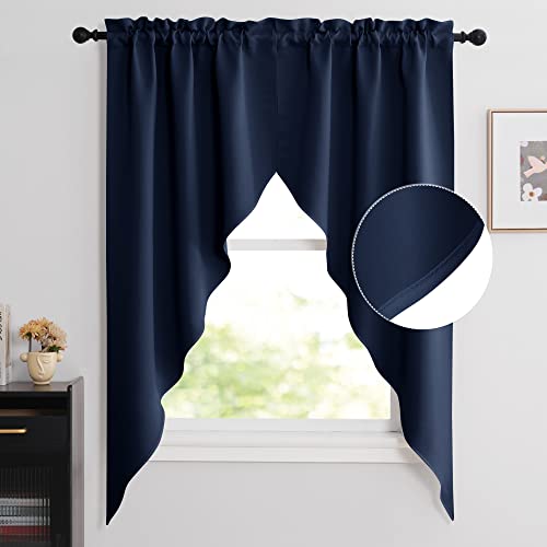 NICETOWN Blackout Kitchen Curtains - Scalloped Valance/Swags