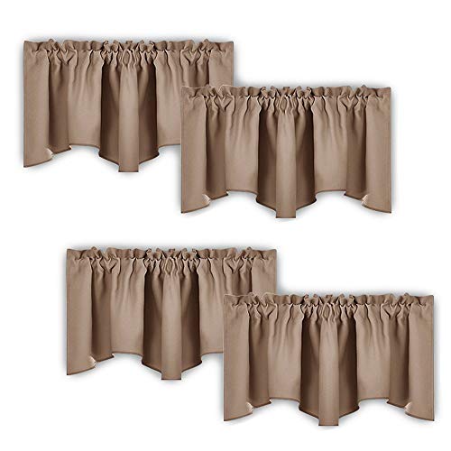 NICETOWN Cappuccino Curtain Valances - Set of 4
