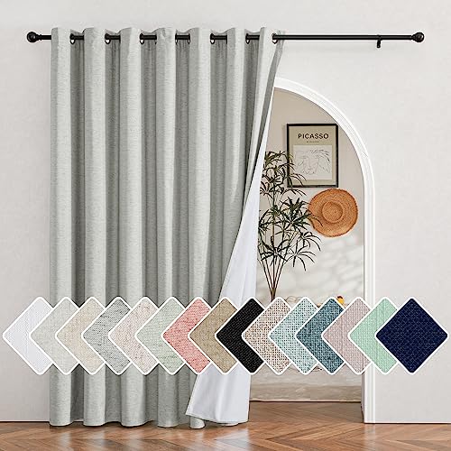 NICETOWN Grey Blackout Linen Curtain Panel