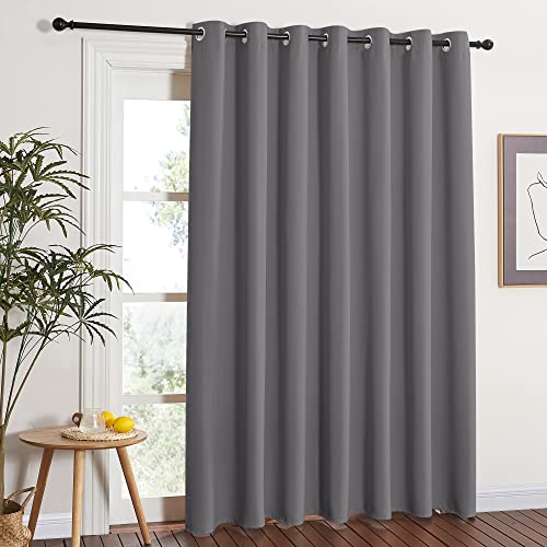 NICETOWN Grey Blackout Patio Sliding Door Curtains 84 inch Length