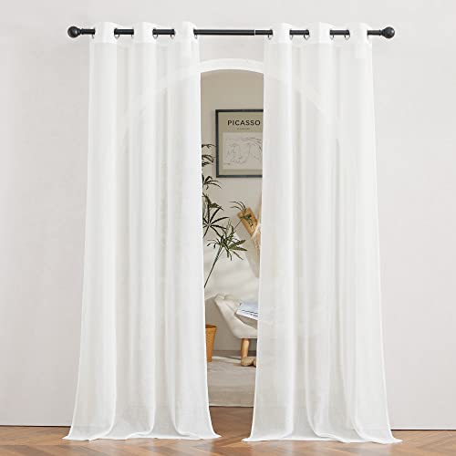 NICETOWN Ivory Linen Blend Semi-Sheer Curtains