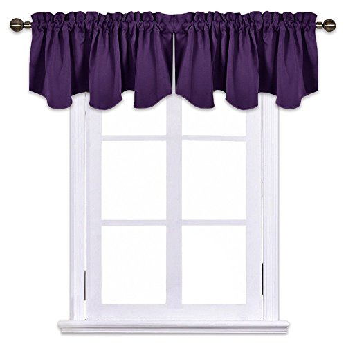 Scalloped Blackout Valance 52x18 - Thermal Insulated, Royal Purple