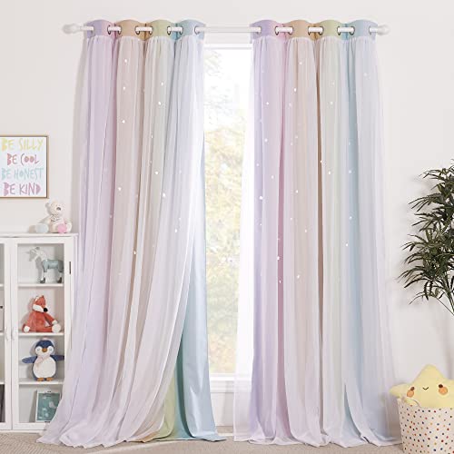 NICETOWN Rainbow Star Curtains