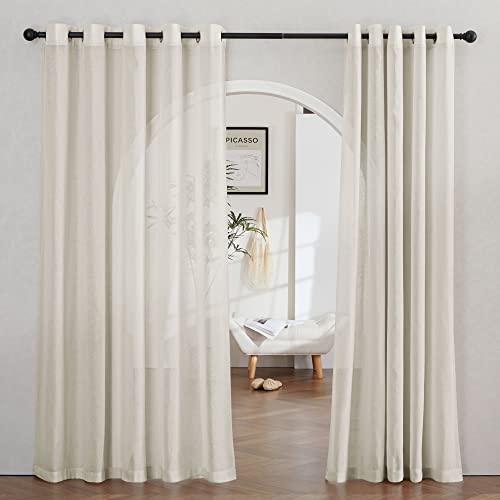 NICETOWN Semi Sheer Curtains Linen Blend