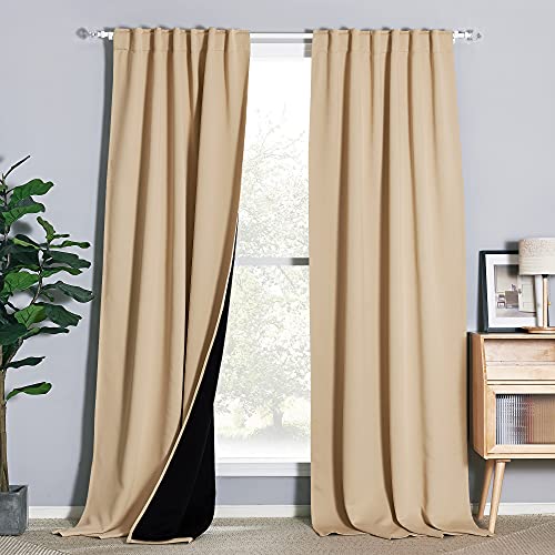 Biscotti Beige Thermal Insulated 100% Blackout Curtains (52x108) - 1 Pair