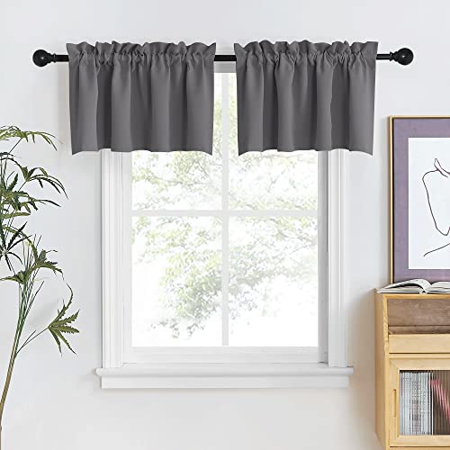 NICETOWN Grey Farmhouse Valance Curtains - 42" Wide