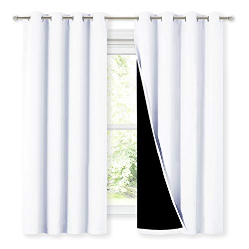 NICETOWN White Blackout Lined Curtains