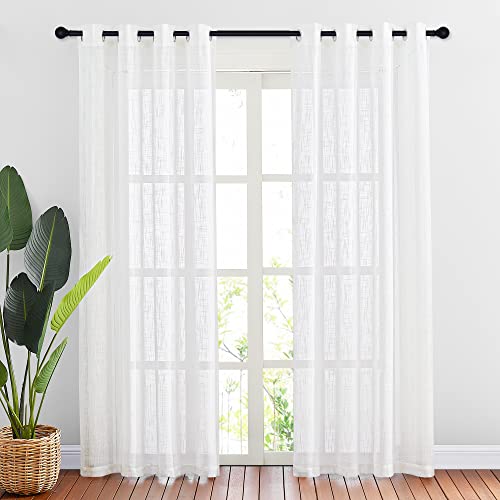 NICETOWN White Sheer Linen Curtains