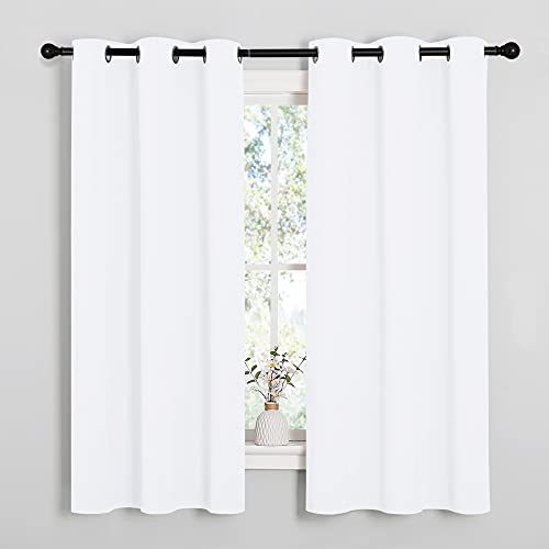 NICETOWN White Window Curtain Panels - 50% Light Blocking (Set of 2, 42" x 63")