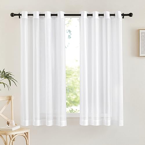 Gauzy Sheer White Window Panel Curtains (2-Pack, 54" x 63") by NICETOWN
