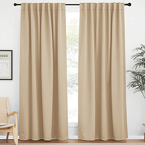 NICETOWN Biscotti Beige 62x84 Curtains 1 Pair for Bedroom