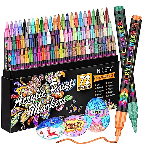 NICETY 72 Colors Acrylic Paint Pens