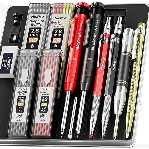 Nicpro 15 Pack Carpenter Pencil Set