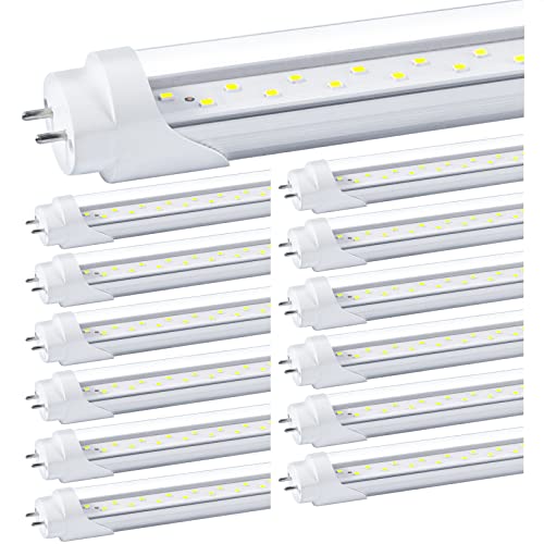 Nimgoti 4FT LED Tube Lights 12-Pack, Daylight White, 24W 3200LM, Ballast Bypass