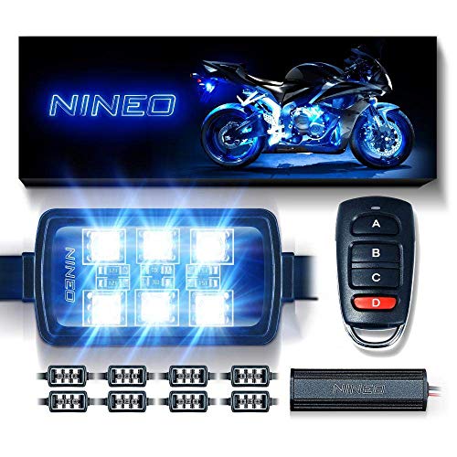 NINEO 8 pcs Motorcycle LED Strip Lights, Multi-Color Neon with Smart Remote