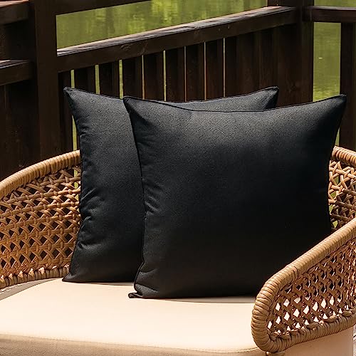 MIULEE 18 x 18 Outdoor Pillow Inserts - Set of 2 Premium Water Resistant  Throw Pillows Shredded Memory Foam Cooling Filler - Square Decorative Couch