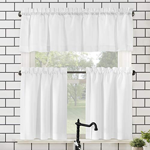 Martine Microfiber Kitchen Curtain Valance and Tiers Set