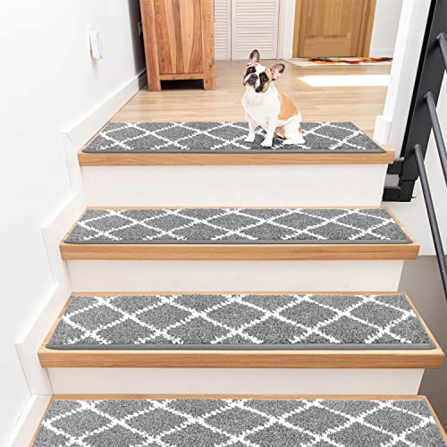 Non Slip Carpet Stair Treads with Adhesive Tape - Set of 15