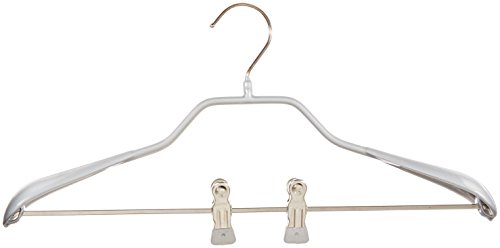 Non-Slip Grip Garment Hanger with Coated Pant Clips - Gray