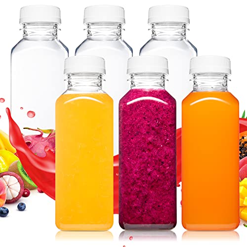 [100 Count] 16 oz Empty Plastic Juice Bottles with Tamper Evident Caps - Smoothie Bottles Ideal for Juices, Milk, Smoothies, Picnic's and Even Meal