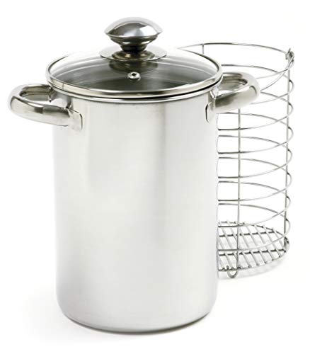 CONCORD Extra Large Outdoor Stainless Steel Stock Pot Steamer and Braiser  Combo. Great for steaming oysters, crab, crawfish and more (24 QT)