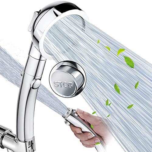 High Pressure Handheld Shower Head with ON/Off Switch, 3-Settings, Chrome Finish