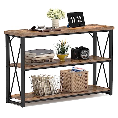 NSdirect Rustic Console Table with Storage Open Bookshelf