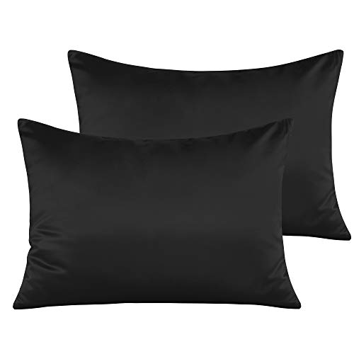 NTBAY Satin Toddler Pillowcases, 2 Pack, Super Soft, 13x18 Inches, Black