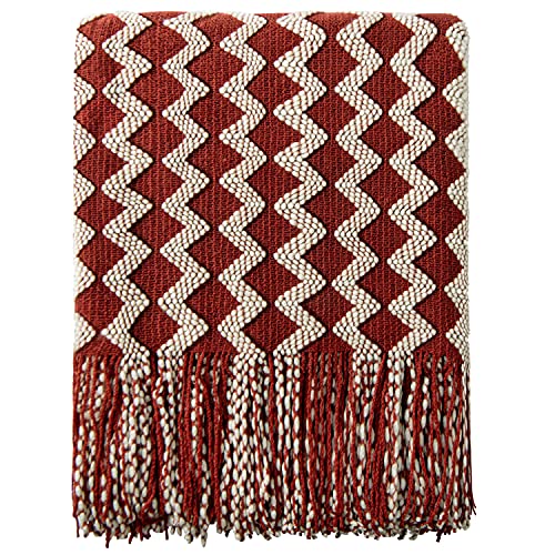 NTBAY Acrylic Knitted Throw Blanket - Lightweight and Soft Cozy Decorative Woven Blanket with Tassels