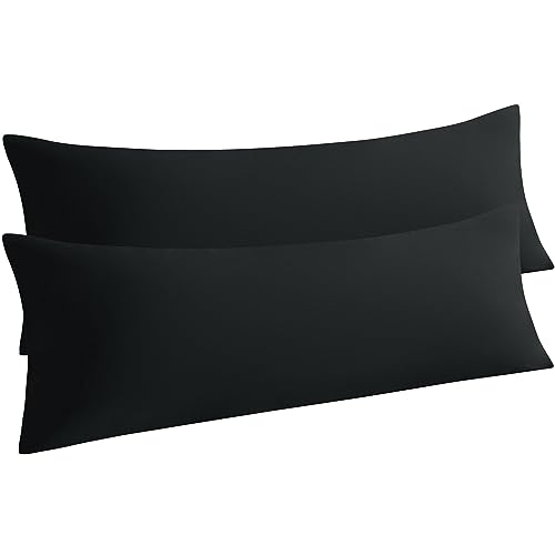 NTBAY 20x54 Black Microfiber Body Pillowcase Set, Soft & Stain Resistant