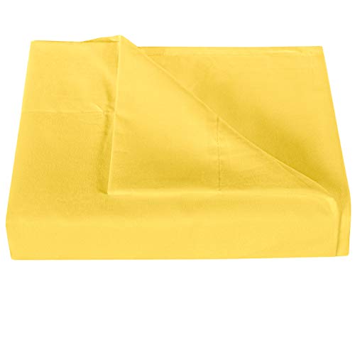 NTBAY 100% Brushed Microfiber Queen Flat Sheet, 1800 Super Soft and Cozy, Wrinkle, Fade, Stain Resistant Bed Top Sheet Only, Yellow