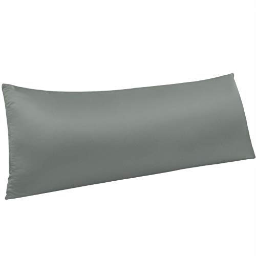NTBAY Satin Cooling Body Pillow Cover, Dark Grey, 20x54