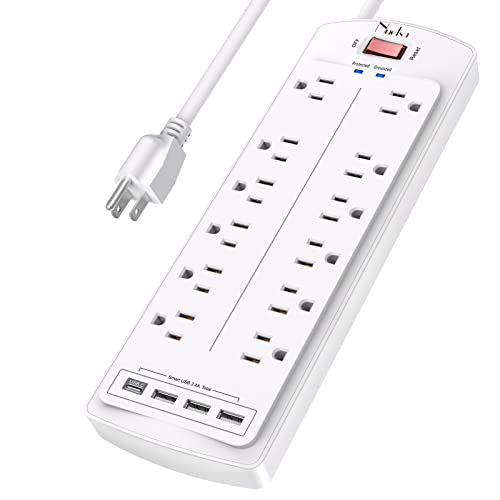 Nuetsa Power Strip with 12 Outlets and 4 USB Ports