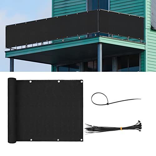 NUNGT 3x16 Black Balcony Privacy Screen - UV Protection & Heavy Duty Fence Mesh