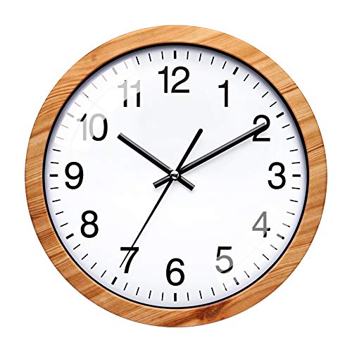 NUOVO 10 Inch Wooden Round Wall Clock