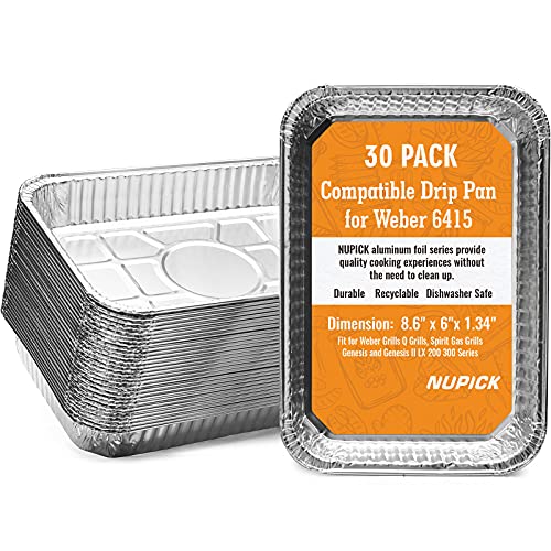NUPICK 30 Pack Drip Pans for Weber Grills