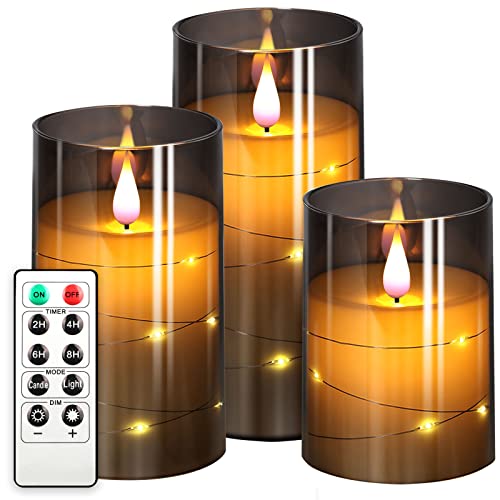 NURADA LED Flameless Candles with Star String Lights