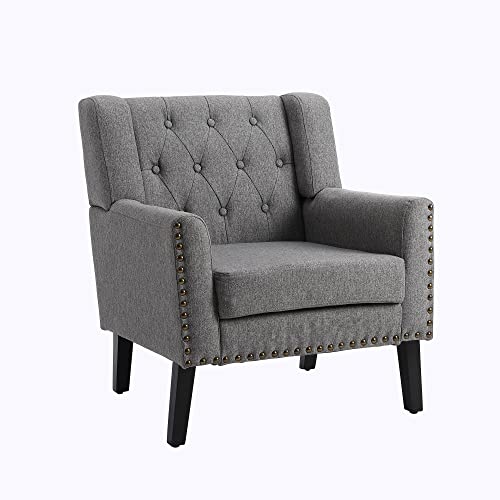 Nusetx Mid-Century Modern Fabric Upholstered Armchair in Grey