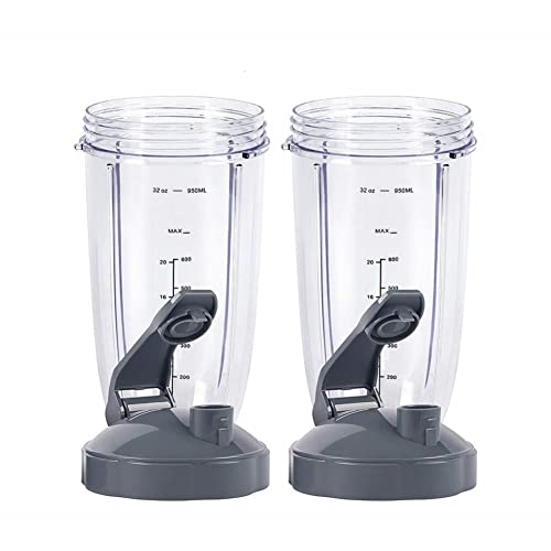 Nutribullet Blender Cups Replacement - 32OZ Cup with Flip Top Lids (2 Pcs)