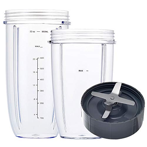 Blendin 32 Ounce Cup with Sip N Seal Lids - Replacement Jar Compaible with  Nutri Ninja Auto-iQ 1000W and Duo Blenders - Premium Blender Cups