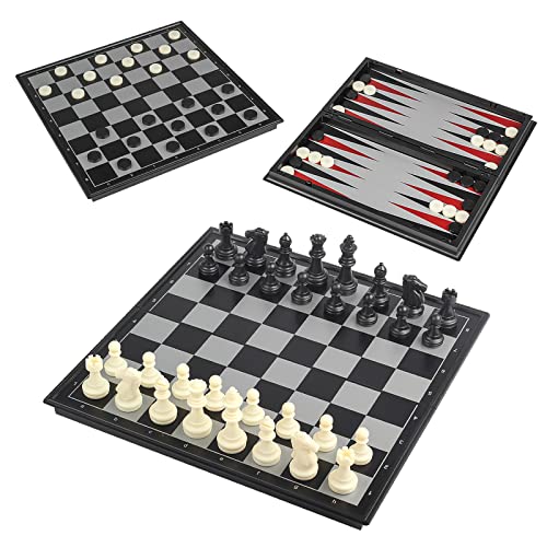 Nutsball Magnetic Travel Chess Checkers Backgammon Set